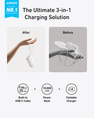 Anker Power Bank (10K, Fusion, Built-In USB-C Cable)and Anker Nano Charger (20W)
