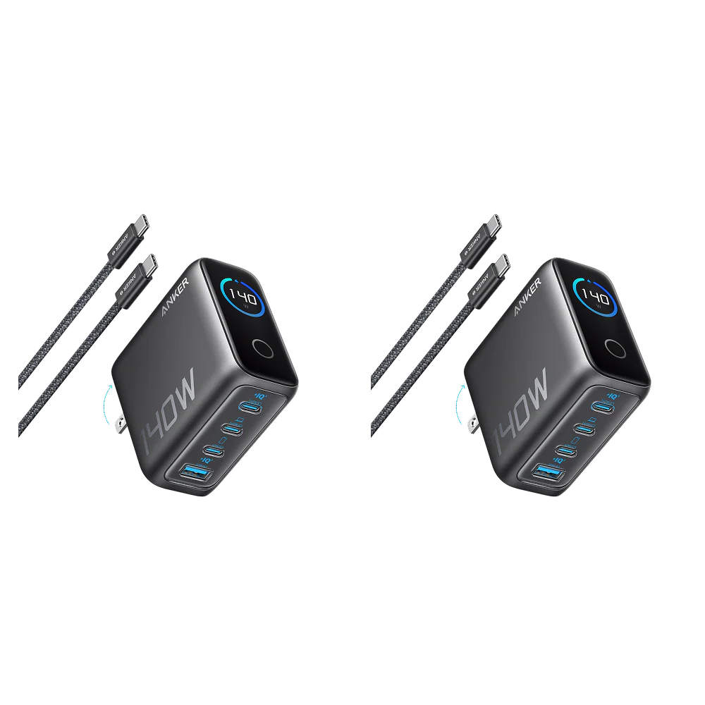 Anker Charger (140W, 4-Port, PD 3.1) with USB-C Cable (2-Pack)