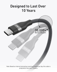 Anker USB-C to USB-C Cable (3 ft / 6 ft, 240W, Upcycled-Braided, 4-Pack)